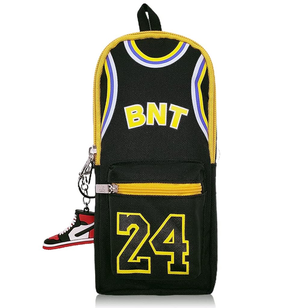 Climberty® Pencil Case Canvas Pencil Pouch with Sneaker Keyring Charm Basketball Star Uniform Number 24 Lakers Pencil Pouch Students Zipper Pencil Pouch, 10x8x21cm Climberty® Pencil Case Canvas Pencil Pouch with Sneaker Keyring Charm Basketball Star Uniform Number 24 Lakers Pencil Pouch Students Zipper Pencil Pouch, 10x8x21cm